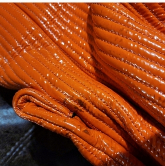 🍁FALL BAG🔥🔥VERY RARE VNTG Chloe ORANGE Patent Lambskin Heloise Large Satchel - Picture 9 of 13